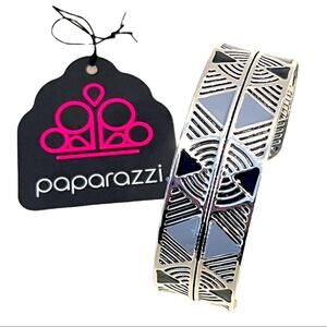 NEW Paparazzi 3/4” CUFF BRACELET Silver Black Blue Adjustable Southwest Design